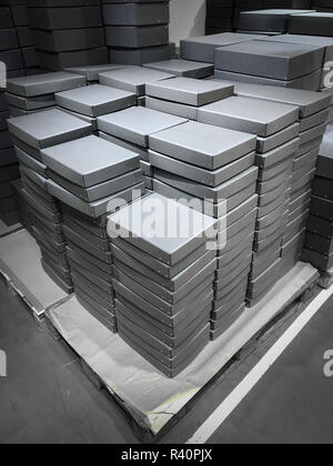 stack of cardboard  boxes - package / shipping concept background Stock Photo