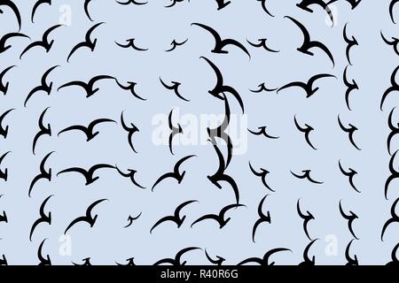 Abstract background with flying birds. Cartoon style vector. Stock Vector
