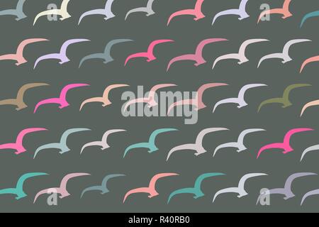 Abstract background with flying birds. Cartoon style vector. Stock Vector