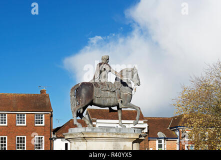 Equestrian statue of King William III, Petersfield, Hampshire, England UK Stock Photo