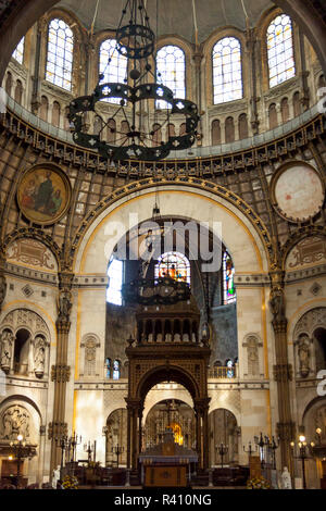 PARIS, FRANCE -  APRIL 25: Interior of Saint - Augustin Church on april 25, 2013 in Paris. Church project was made by Wiktor Baltard. Stock Photo