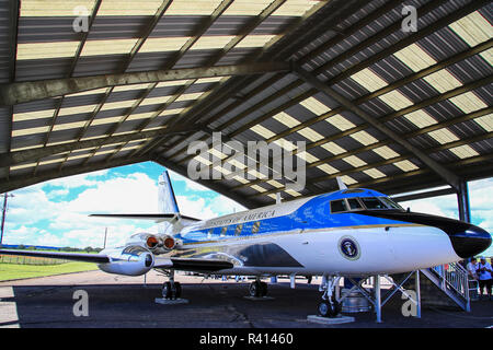 USA, Texas, Air force one half at the President Lyndon B. Johnson Ranch. Stock Photo