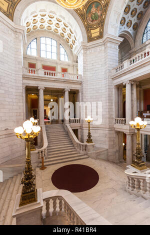 USA, Rhode Island, Providence, Rhode Island State House staircase Stock Photo