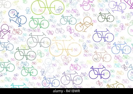 Abstract outline of bicycle generative art background. Cartoon style vector. Stock Vector