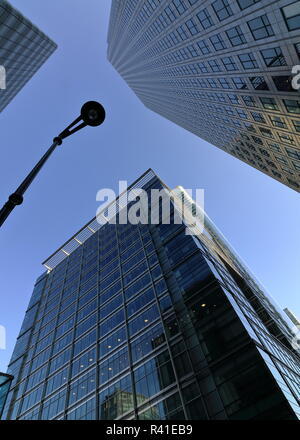 Office buildings and skyscrapers around Canary Wharf at sunset, Isle of ...