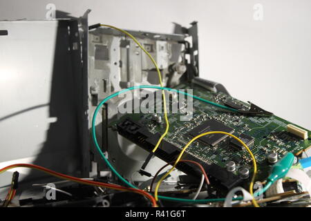 A pile of broken technology parts. Stock Photo