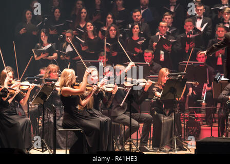 KYIV, UKRAINE - NOVEMBER 22, 2018: Symphony Orchestra (conductor Andrey Chernyi) performs soundtracks from "The Game of Thrones" on a stage of Nationa Stock Photo