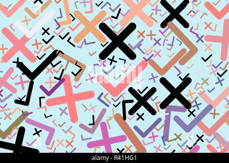 Abstract background with tick or cross mark, right or wrong sign. Cartoon style vector. Stock Vector