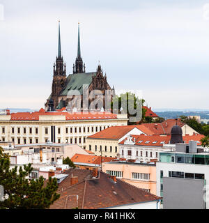 Brno cityscape with Cathedral of St Peter and Paul Stock Photo