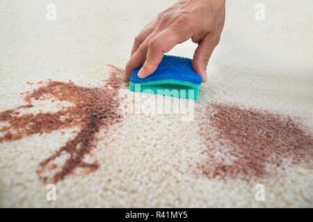 Male worker removing dirty stain from grey sofa with vacuum cleaner in room  Stock Photo - Alamy