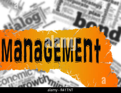 Word cloud with management word on yellow and red banner Stock Photo