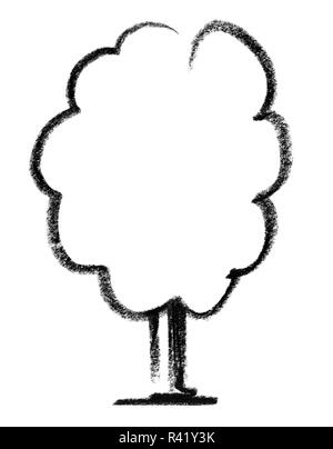 deciduous tree sketch Stock Photo