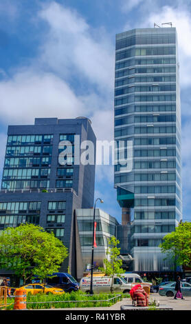 New York City, USA, May 2018, view of The Standard hotel in the East Village from  Cooper Square, Manhattan Stock Photo