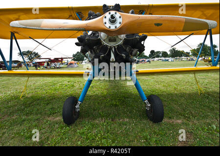 USA, Wisconsin, Oshkosh, AirVenture 2016, Vintage Aircraft, Boeing Stearman PT-17, Biplane Stock Photo