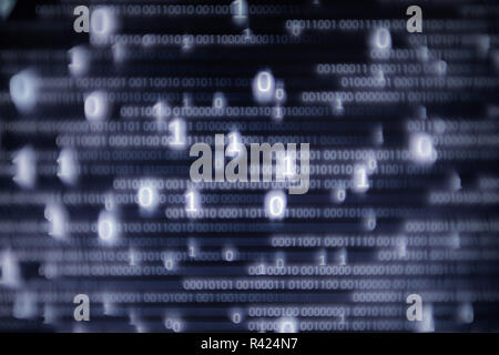 Abstract big data image. Computer display screen with binary code moving in the background. text moving in matrix code style from top moving downward  Stock Photo