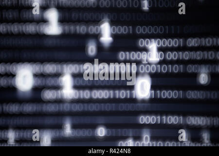 Abstract big data image. Computer display screen with binary code moving in the background. text moving in matrix code style from top moving downward  Stock Photo