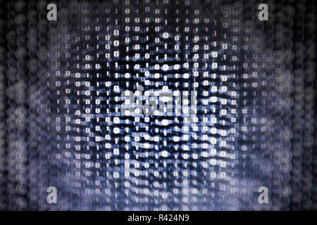 Blue binary code background. computer data storage server. internet connection and computer language. Hacker breaching into the computer system. soft  Stock Photo
