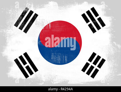 Flag of South Korea painted with brush Stock Photo