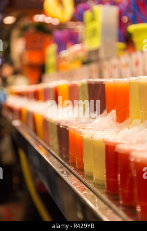 fresh smoothies at a market stall Stock Photo