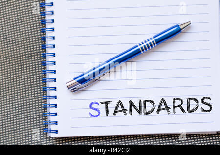 Standards write on notebook Stock Photo