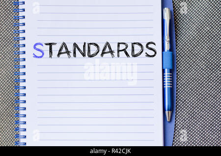 Standards write on notebook Stock Photo