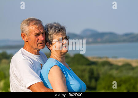 Seniors couple in outdoors Stock Photo