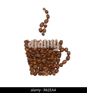 Coffee beans on a white background in the form of a cup of coffee Stock Photo