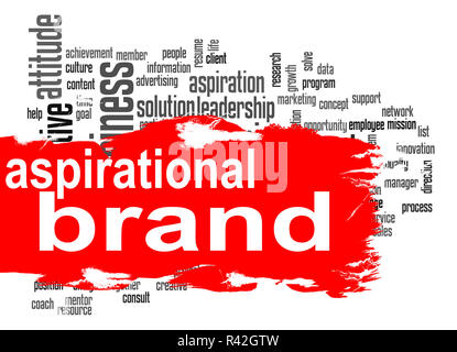 Aspirational brand word cloud with red banner Stock Photo