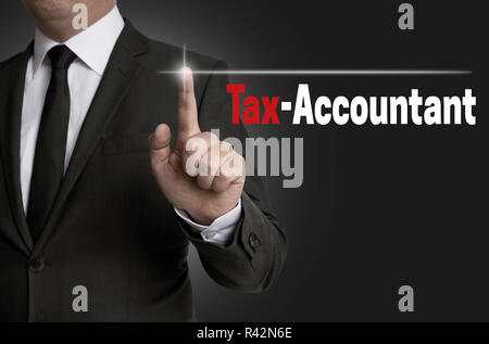 tax accountant touchscreen is of businessman operated concept Stock Photo