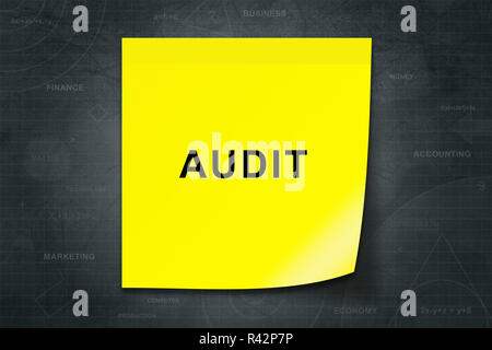 audit word on yellow note Stock Photo
