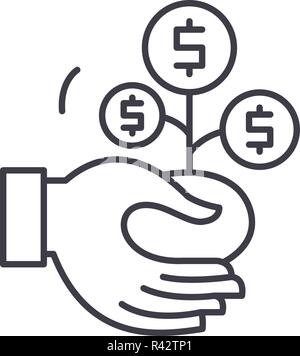 Co financing line icon concept. Co financing vector linear illustration, symbol, sign Stock Vector