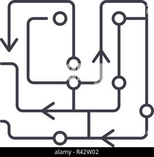 Computer algorithms line icon concept. Computer algorithms flat vector ...