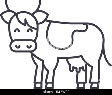 Cow line icon concept. Cow vector linear illustration, symbol, sign Stock Vector