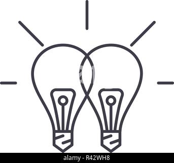Creative synergy black icon, vector sign on isolated background ...