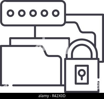 Data encryption line icon concept. Data encryption vector linear illustration, symbol, sign Stock Vector