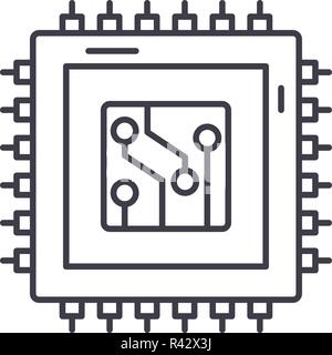 Digital production line icon concept. Digital production vector linear illustration, symbol, sign Stock Vector