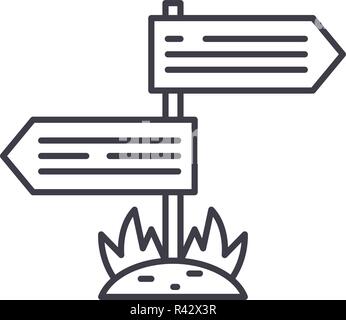 Directions of the road line icon concept. Directions of the road vector linear illustration, symbol, sign Stock Vector