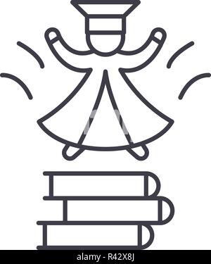 Enter the university line icon concept. Enter the university vector linear illustration, symbol, sign Stock Vector