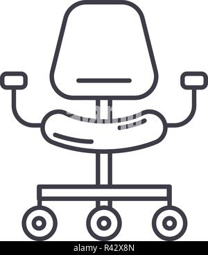 Ergonomic chair line icon concept. Ergonomic chair vector linear illustration, symbol, sign Stock Vector