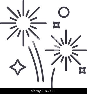 Fireworks holidays line icon concept. Fireworks holidays vector linear illustration, symbol, sign Stock Vector