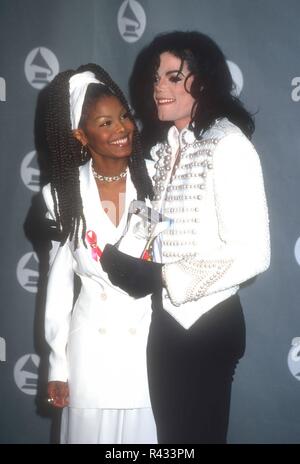 Michael Jackson and Janet Jackson at the Grammy Awards in the mid Stock ...