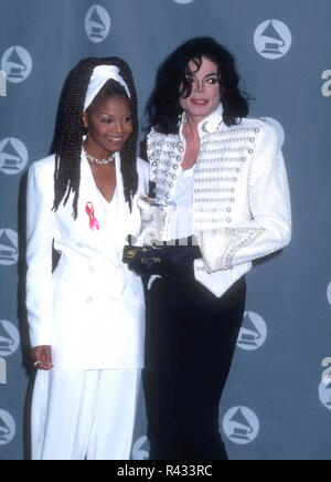 Michael Jackson and Janet Jackson at the Grammy Awards in the mid Stock ...