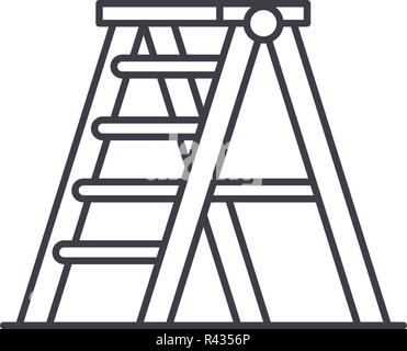 Folding ladder line icon concept. Folding ladder vector linear illustration, symbol, sign Stock Vector