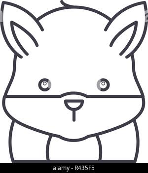 Funny hamster line icon concept. Funny hamster vector linear illustration, symbol, sign Stock Vector