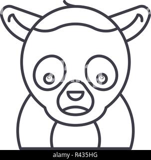 Funny lemur line icon concept. Funny lemur vector linear illustration, symbol, sign Stock Vector