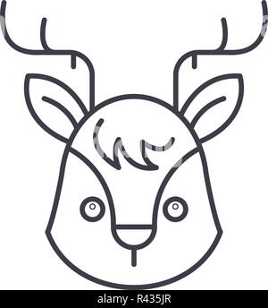 Funny moose line icon concept. Funny moose vector linear illustration, symbol, sign Stock Vector
