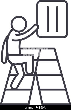 Gradual development line icon concept. Gradual development vector linear illustration, symbol, sign Stock Vector