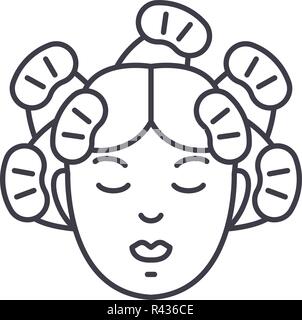 Hairdressers services line icon concept. Hairdressers services vector linear illustration, symbol, sign Stock Vector