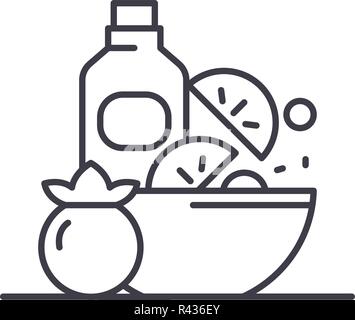 Healthy vegan food line icon concept. Healthy vegan food vector linear illustration, symbol, sign Stock Vector