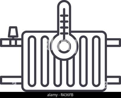 Heating radiators line icon concept. Heating radiators vector linear illustration, symbol, sign Stock Vector